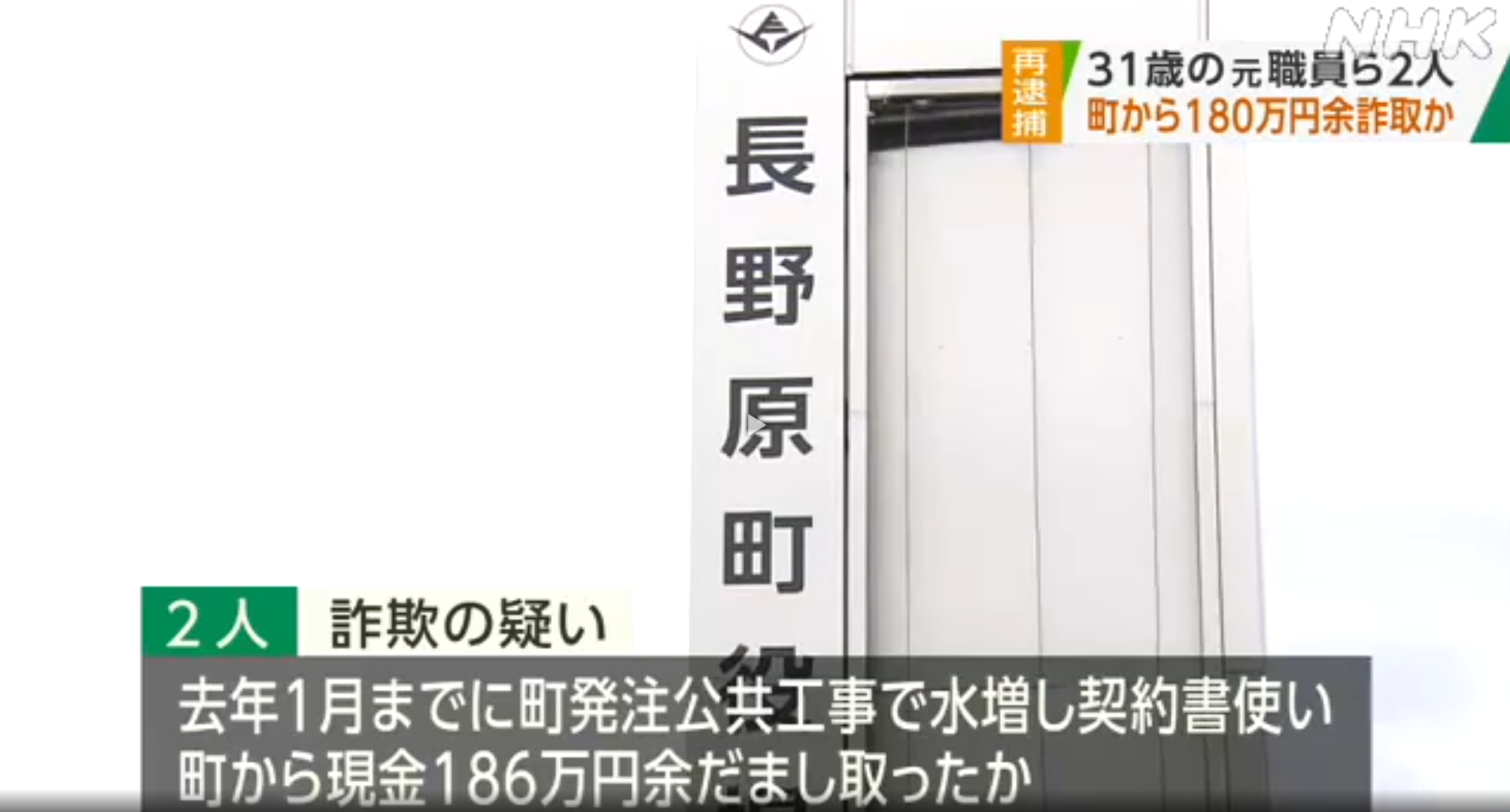 公共工事めぐり１８０万円詐取か 長野原町元職員ら２人再逮捕